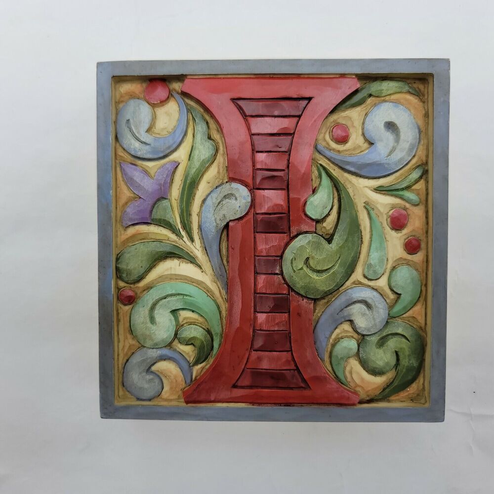 Jim Shore Heartwood Creek Monogram Letter I 4013215I Block Tile Hanging
